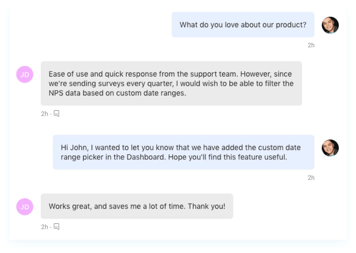 Close the feedback loop directly in Intercom