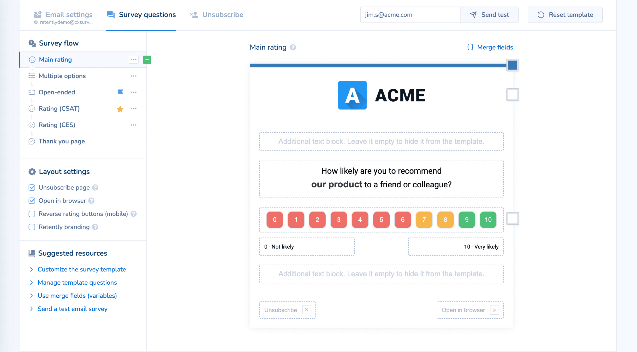 Survey feedback control with enriched customer data for B2B