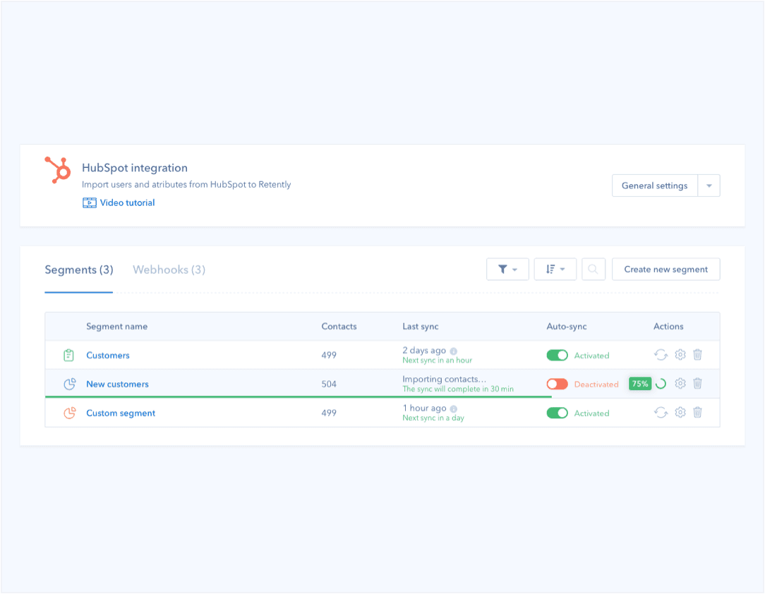 Sync your customers and their properties from HubSpot