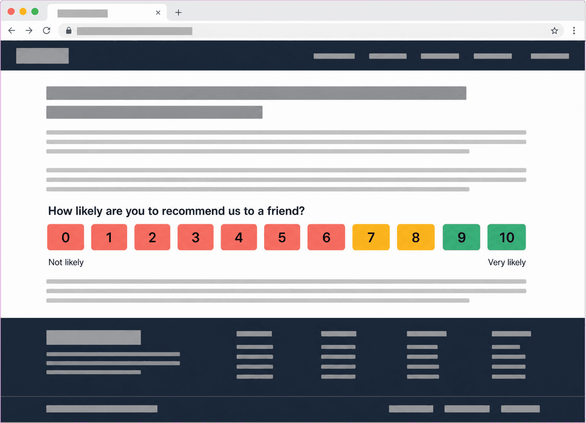 Embedded NPS survey rendered inline within a web page