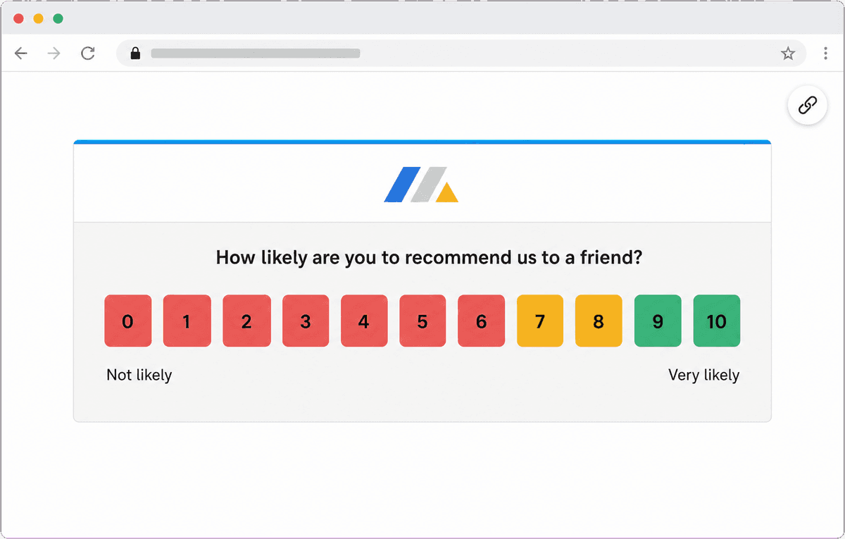 Hosted link survey page open in a web browser