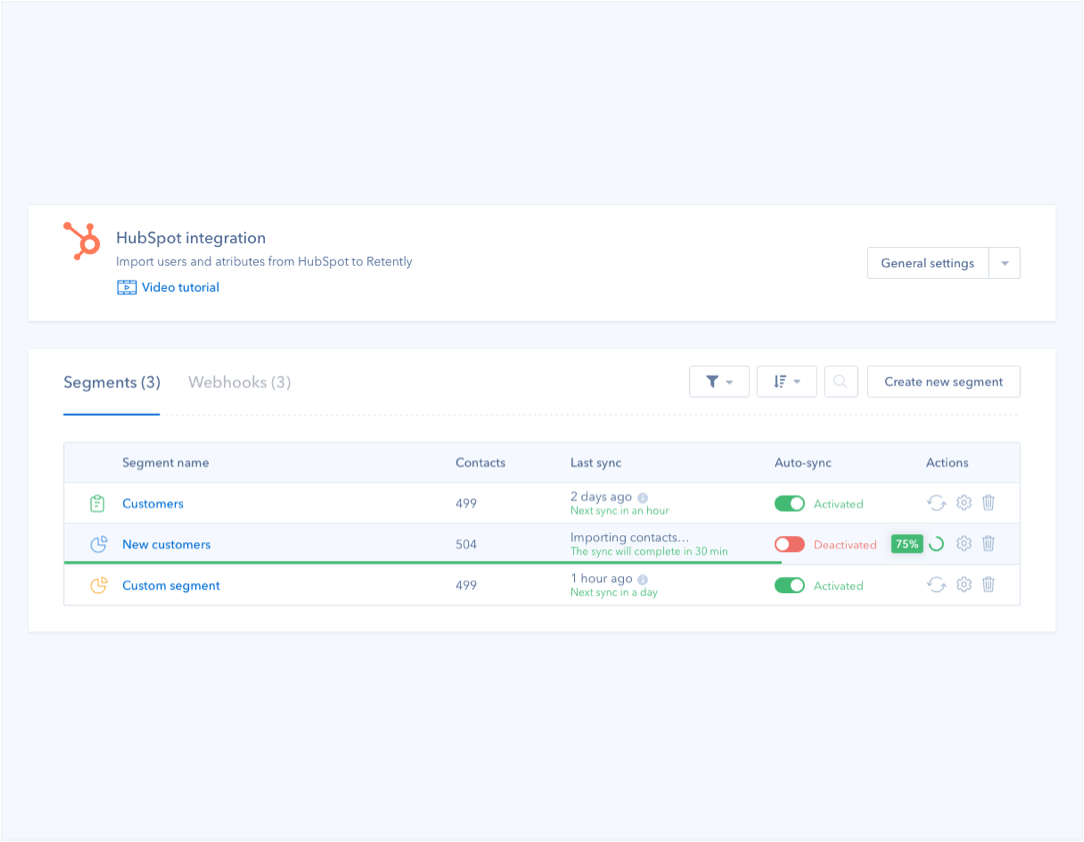 Sync your customers and their properties from HubSpot