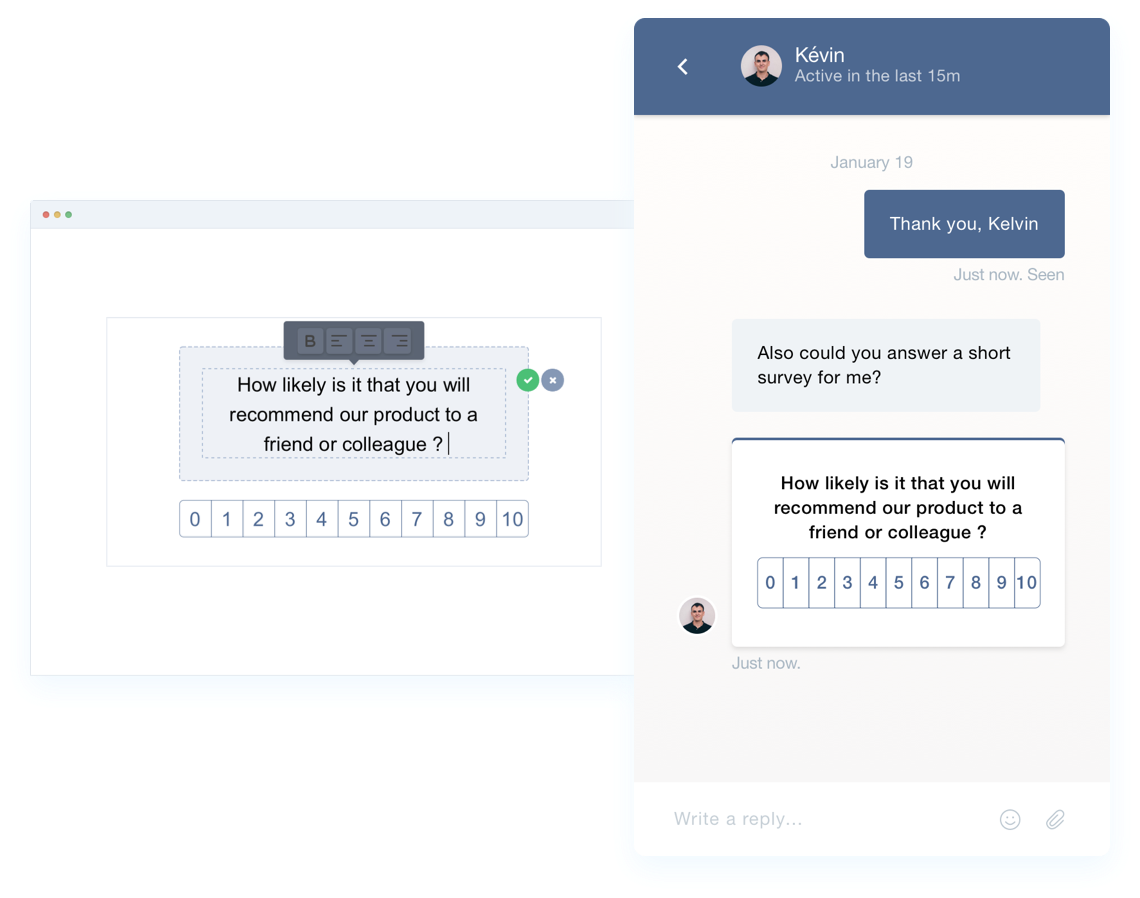 Survey customers via Intercom Messenger