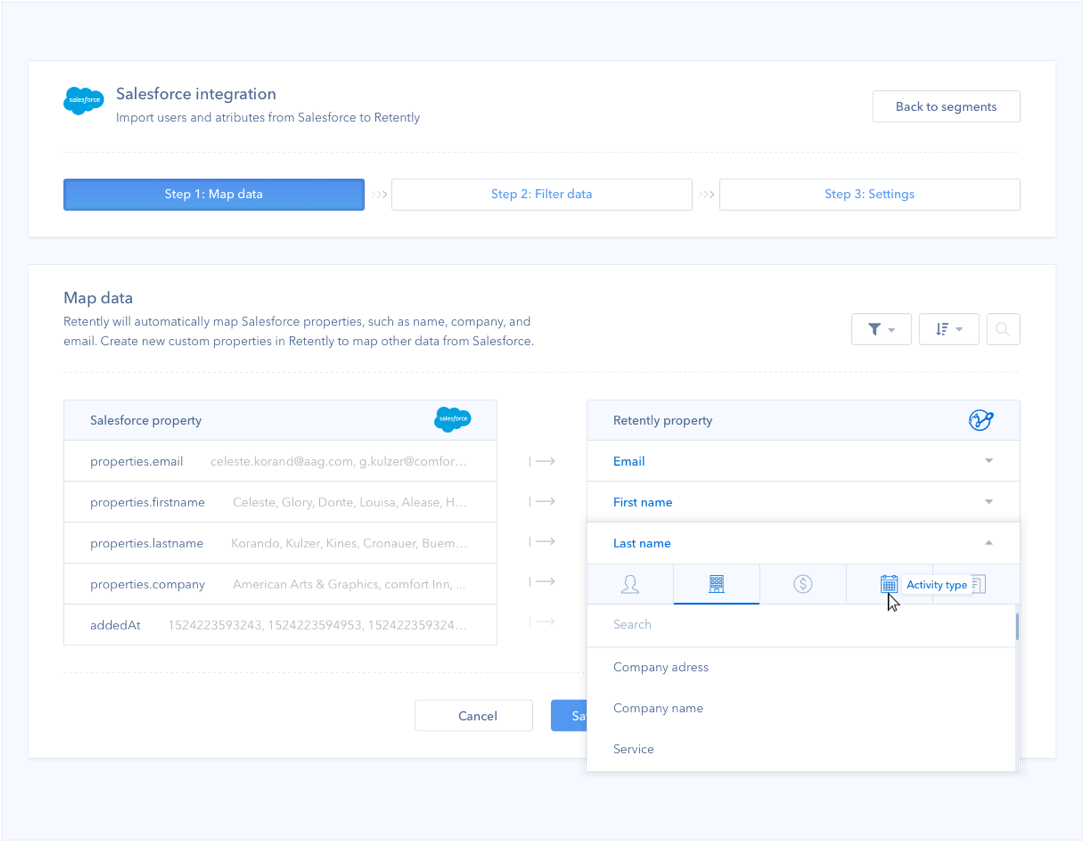 Sync your contacts and their fields from Salesforce