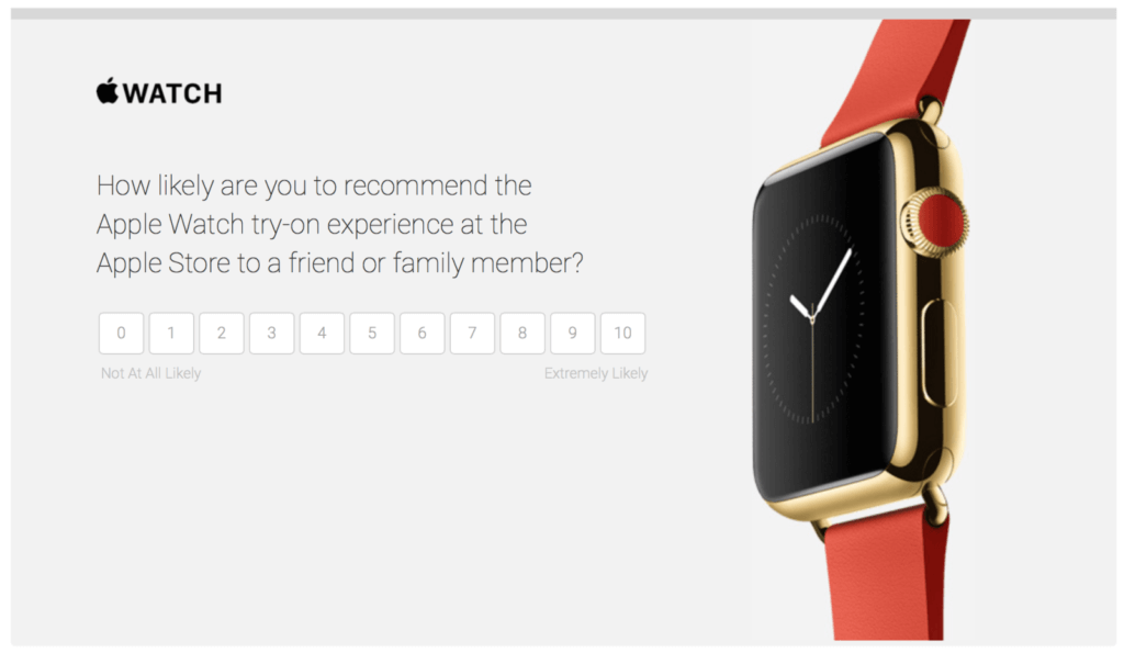 Example of Apple Watch NPS survey