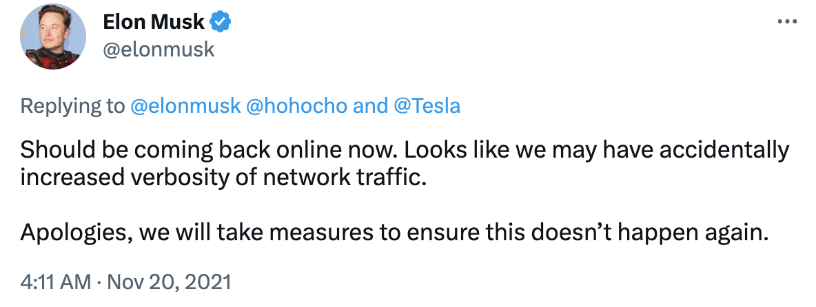 Tesla takes ownership of the issue and acts