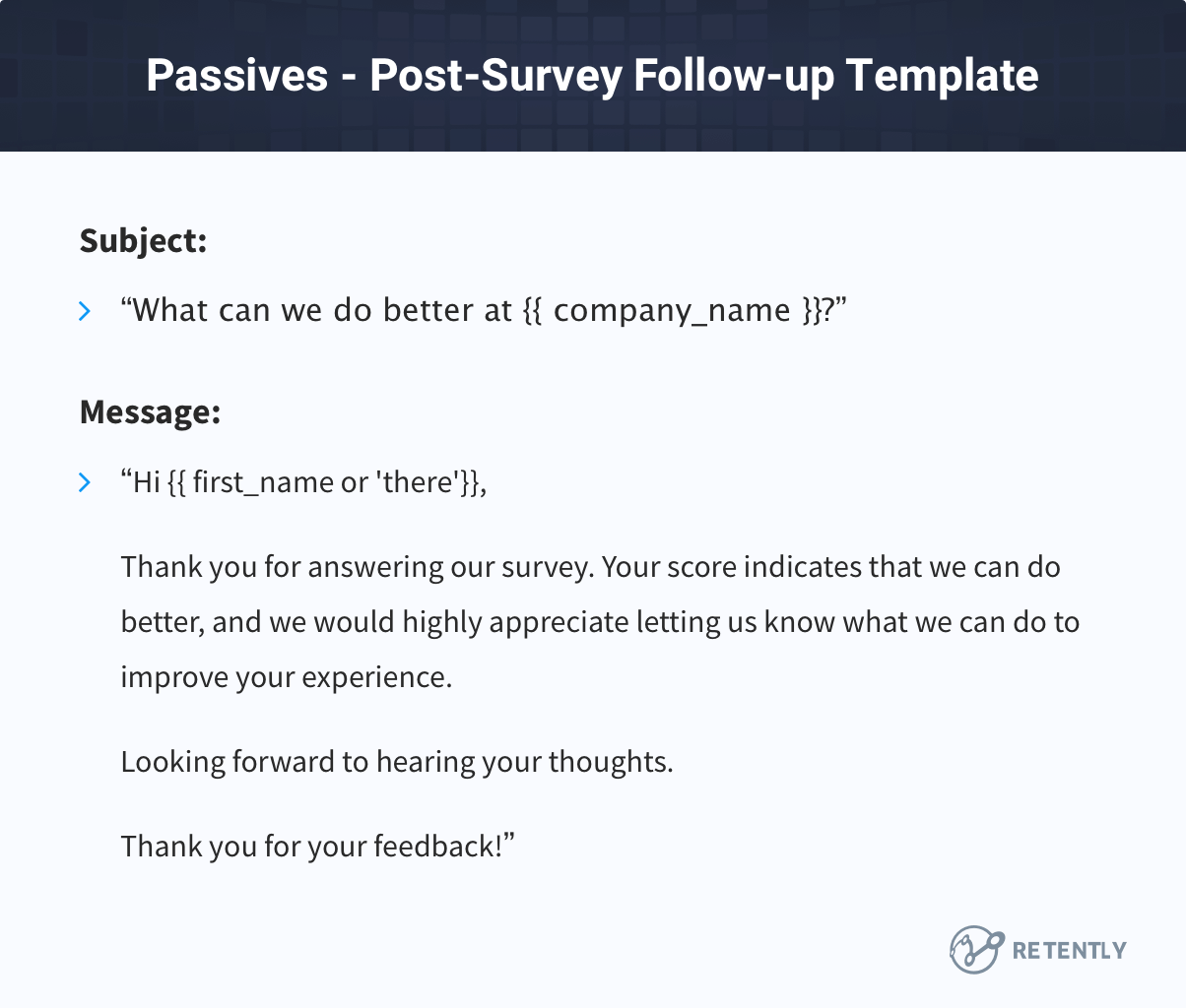 Passives: Post-survey follow-up template