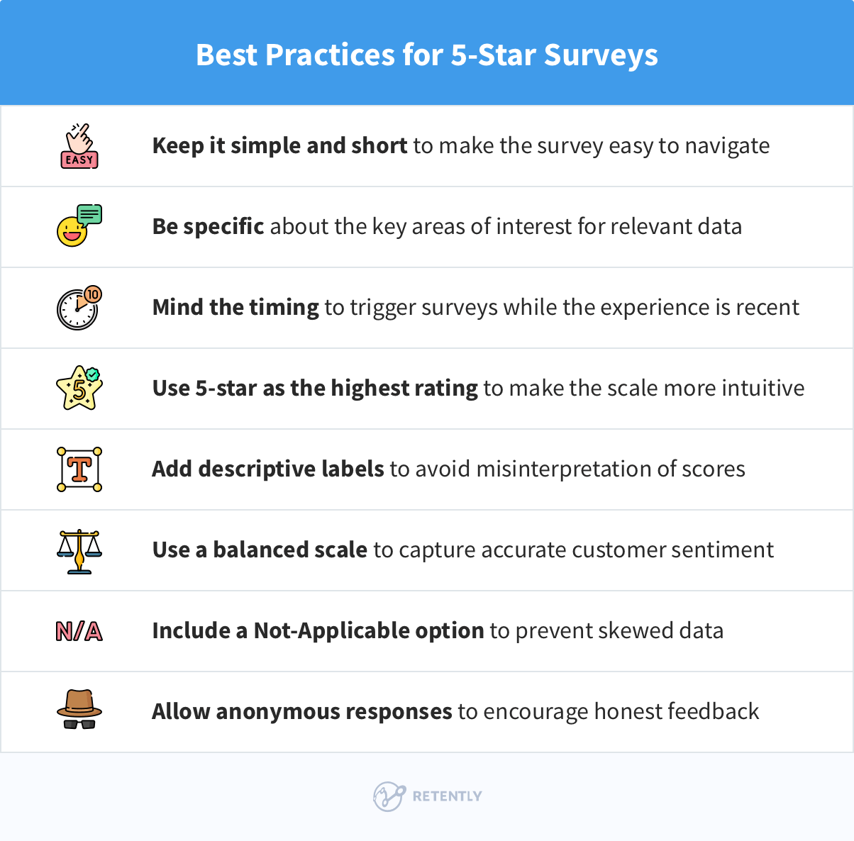 Best practices for 5-star surveys