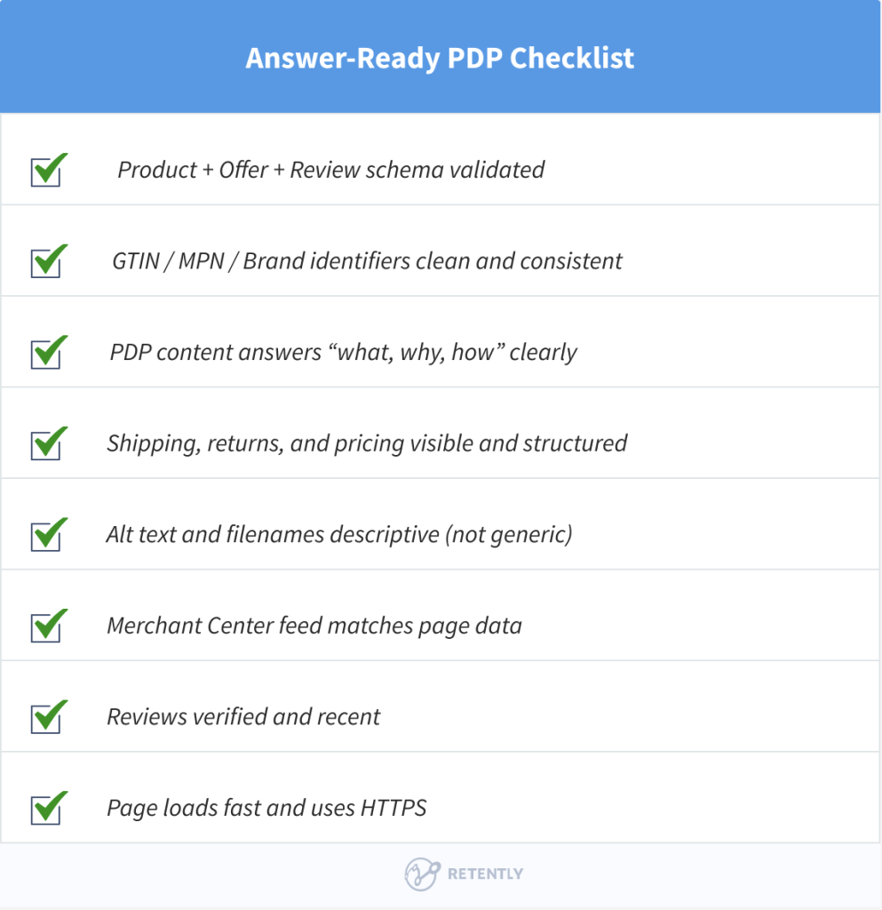 Answer-Ready PDP Checklist