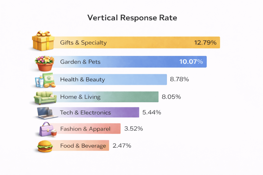 Overall Response Rate by Vertical - 2025 Retently Data Overall Response Rate by Vertical - 2025 Retently Data