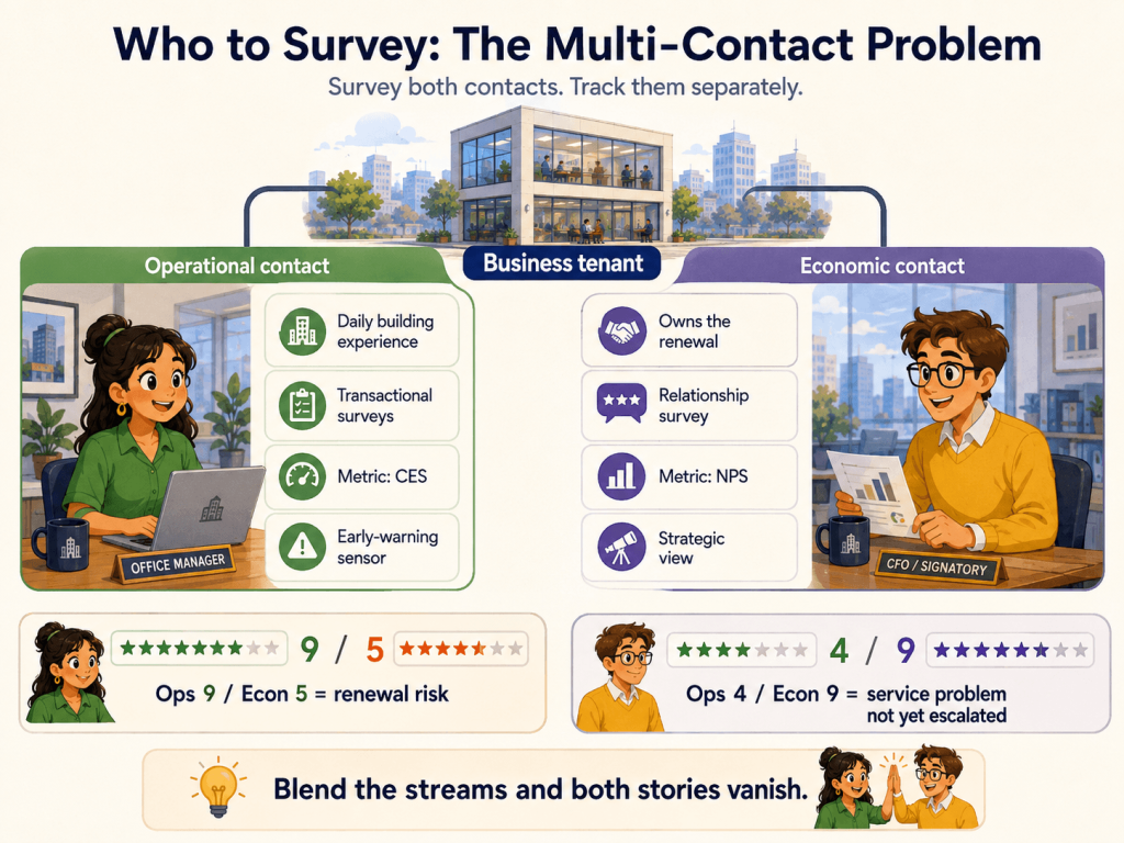 Who to Survey: The Multi-Contact Problem